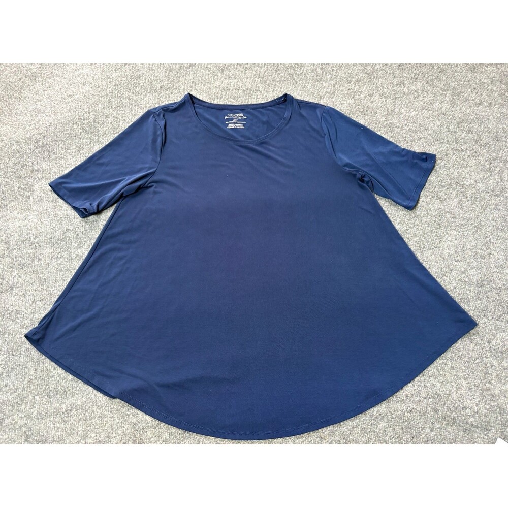 Chicos The Ultimate Tee Womens Size 1 Blue Short Sleeve Shirt